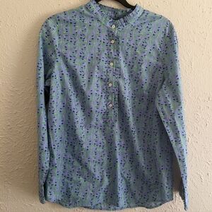 Talbots Flags Half Button Blouse